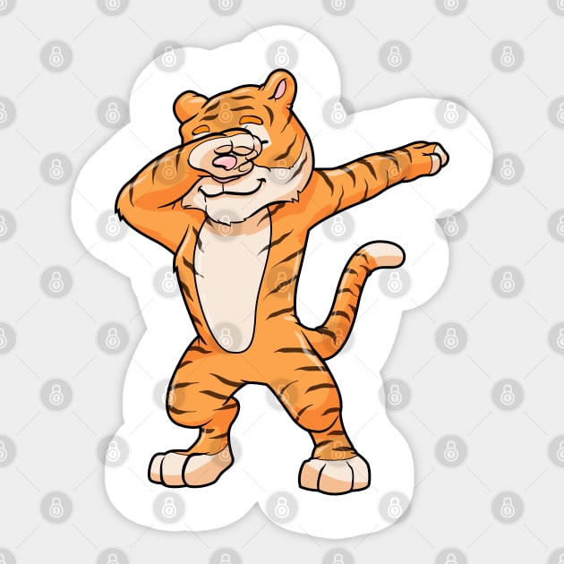 Funny tiger at dabbing Sticker by Markus Schnabel